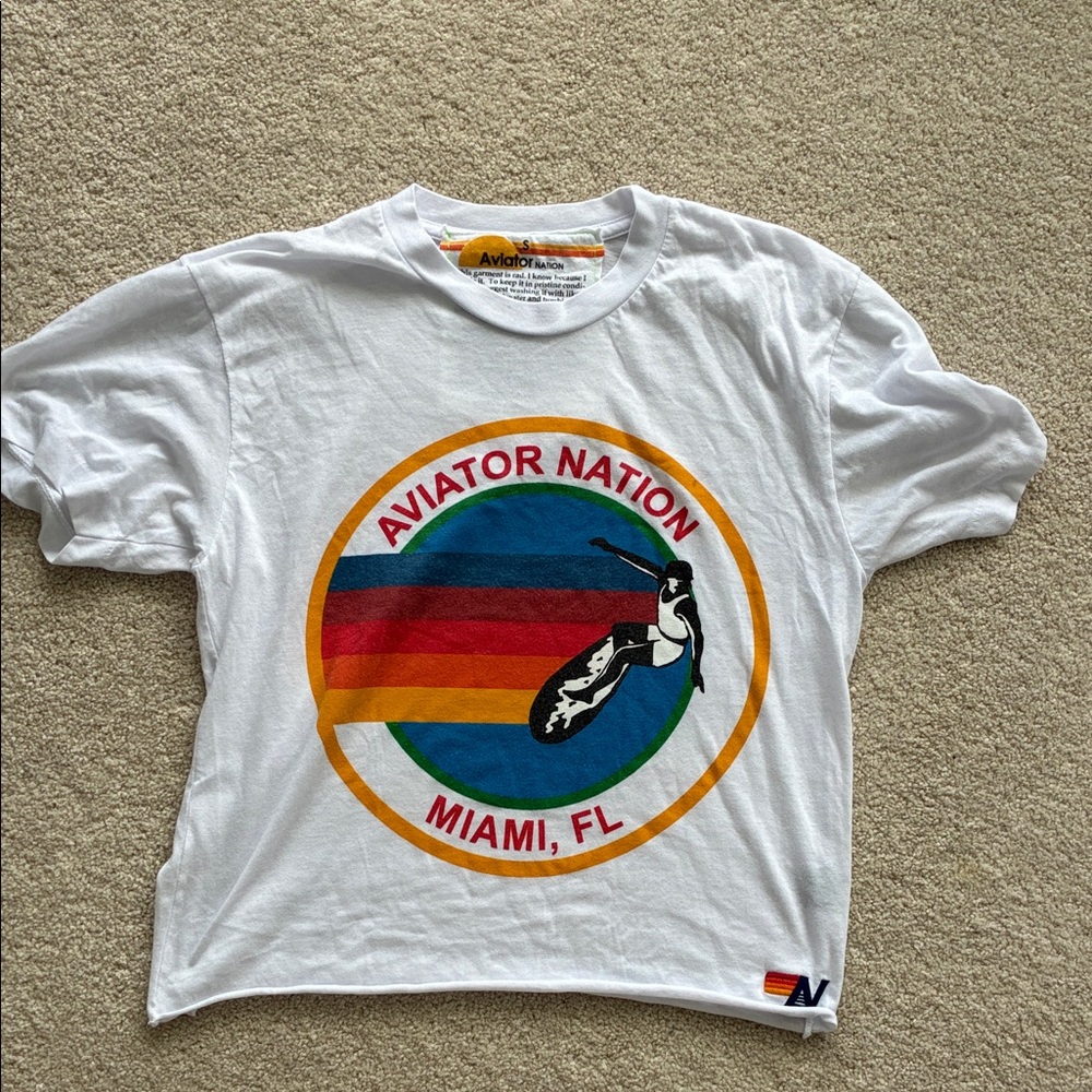Aviator Nation White logo Tee